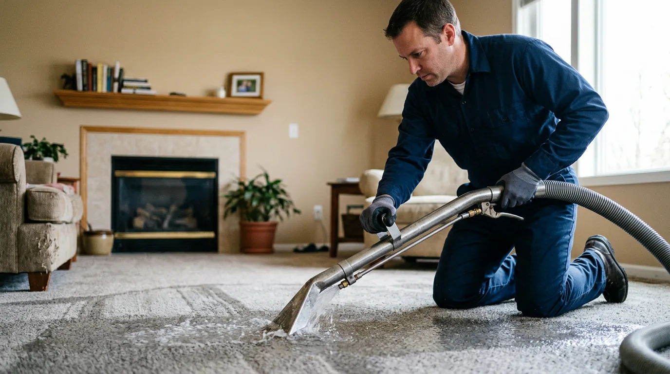 Water damage restoration technician working near Ithaca, MI